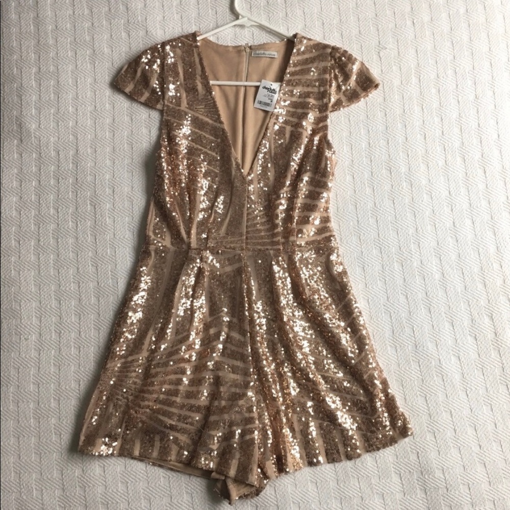 Charlotte Russe Gold Sequence Romper - Picture 3 of 6